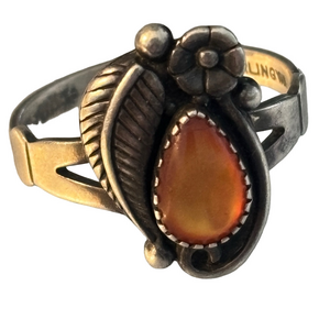 Vintage Southwestern Sterling Silver Carnelian Ring – Signed WM – Handcrafted